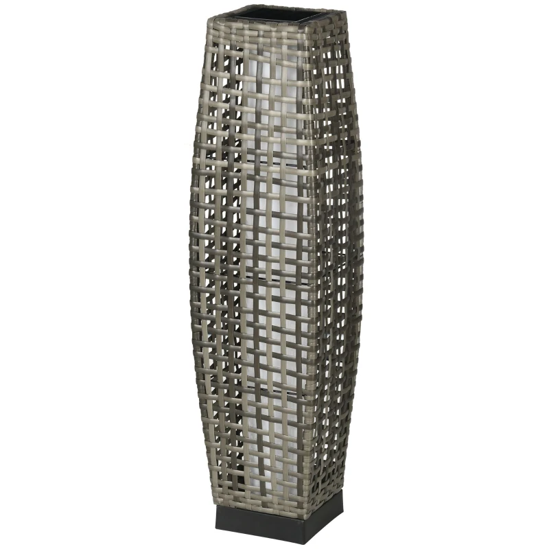 Outsunny Solar Floor Lamp, Outdoor Garden Lantern Pathway Light & Decorative Driveway Lighting with Auto On/Off LED Lights, Gray