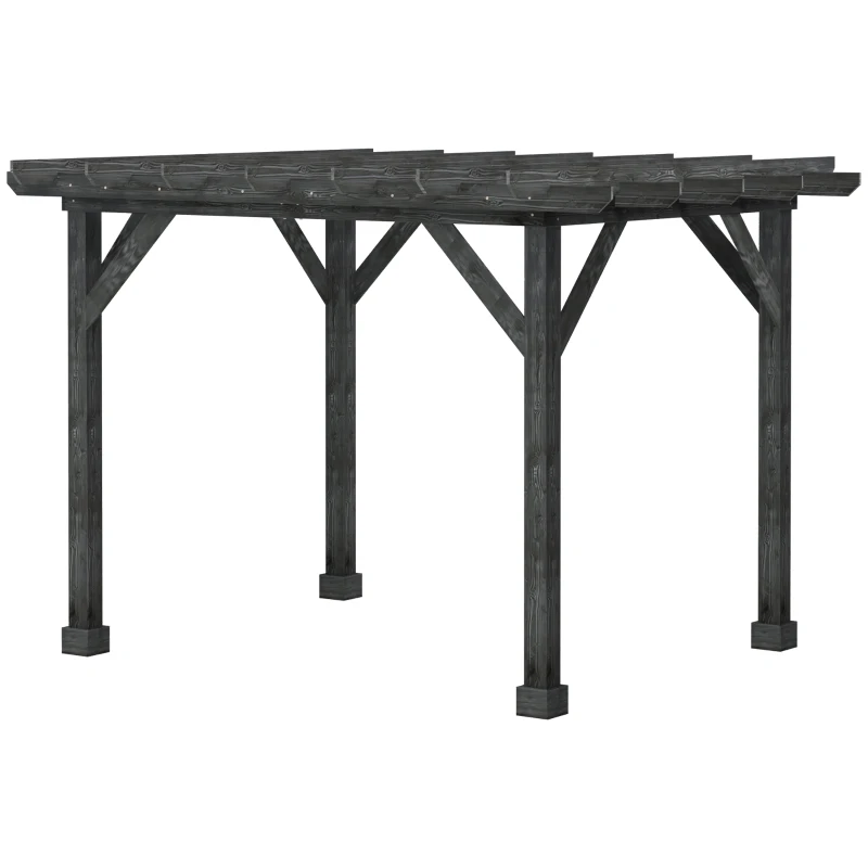 Outsunny 12' x 10' Patio Pergola, Weather-Resistant Cedar Wood, Backyard Cover for Porch Party, Grape Garden, Vineyard, Ivy Vine, or Climbing Plants, Black