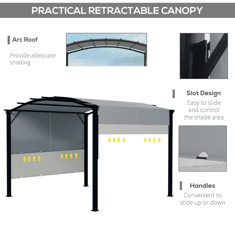 Outsunny 11' x 11' Outdoor Retractable Pergola with Canopy for Backyard, Gray