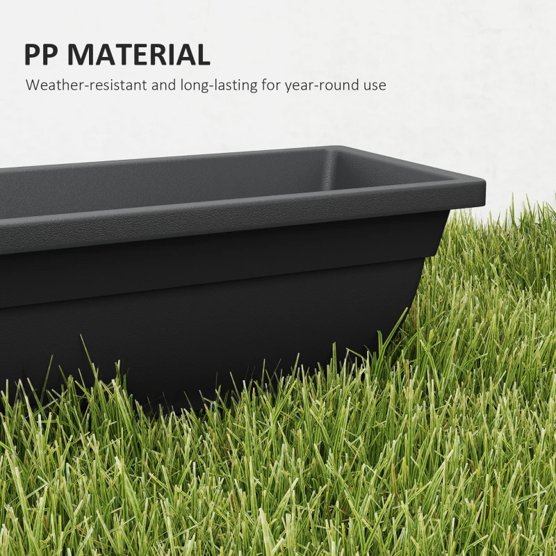 Outsunny Long Rectangular Flower Plant Pots, 5 Pack 23 Inches Window Boxes Planters for Windowsill, Garden, Black