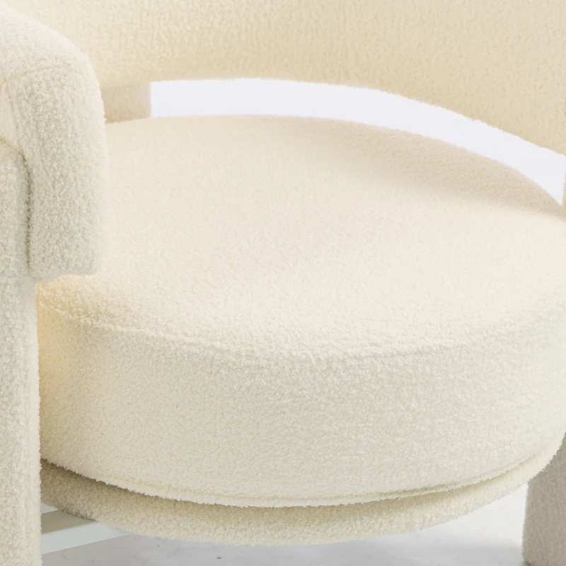 HOMCOM Upholstered Armchair, Sherpa Accent Chair with Lumbar Pillow, Padded Armrests and Thick Cushion, Cream White
