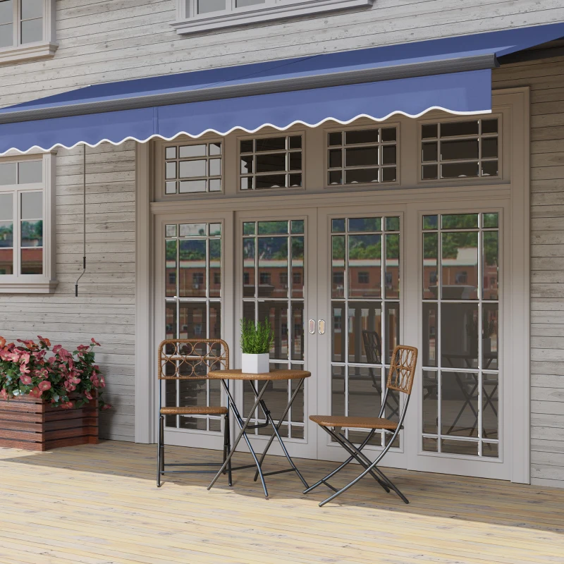 Outsunny 15' x 10' Electric Retractable Awning with Remote Controller, All Aluminum Frame Patio Awning, UV30+ Protection, Blue
