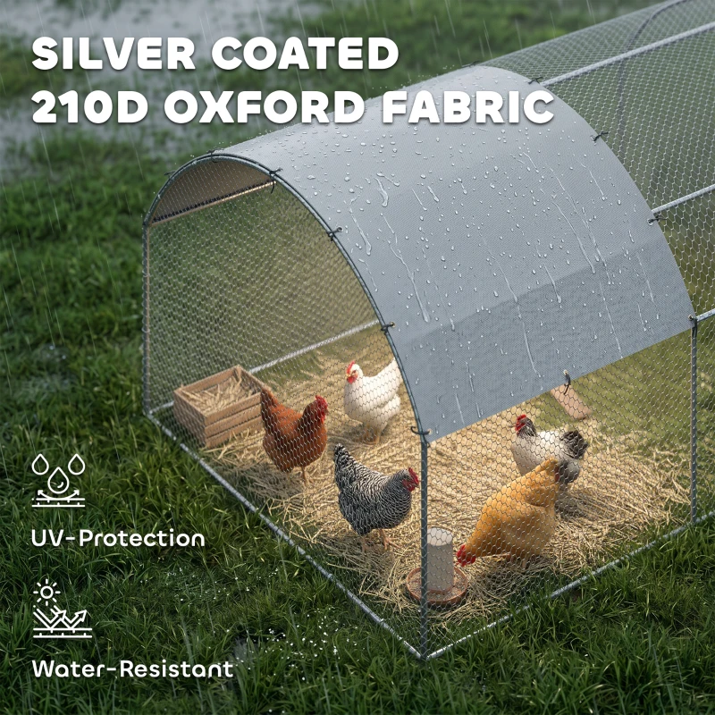 PawHut Large Chicken Coop Metal Chicken Run with Waterproof and Anti-UV Cover, Dome Shaped Walk-in Fence Cage Hen House for Outdoor and Yard Farm Use, 1" Tube Diameter, 9.2' x 18.7' x 6.5'(m-7)