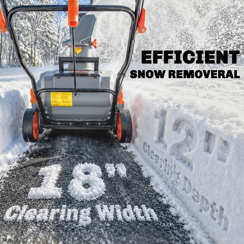 Outsunny 40V 18" Cordless Snow Blower with PU Auger, 1400W Brushless Motor, 12" Depth, Two 4.0Ah Batteries & Fast Charger