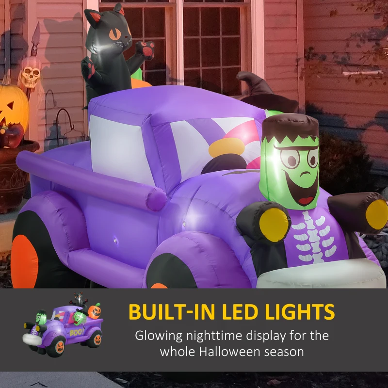 Outsunny 5ft Witch Driving Halloween Inflatable Truck, Blow Up LED  Display for Garden Indoor Outdoor