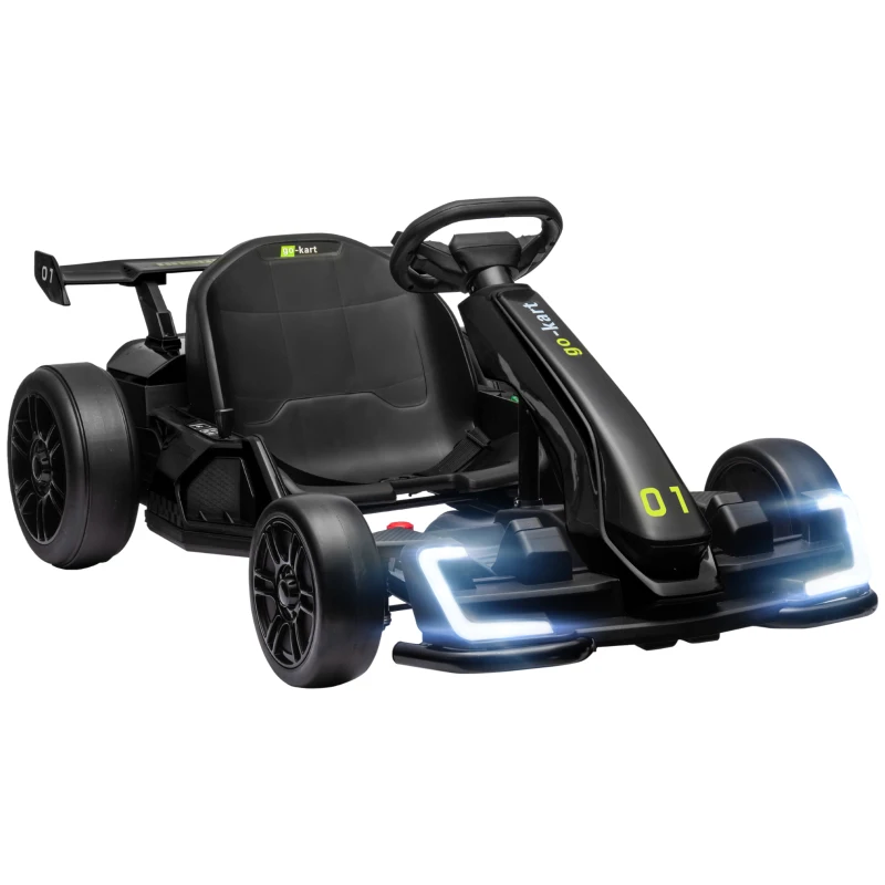 Aosom 24V 7.5 MPH Electric Go Kart with Adjustable Seat, Slow Start, Black