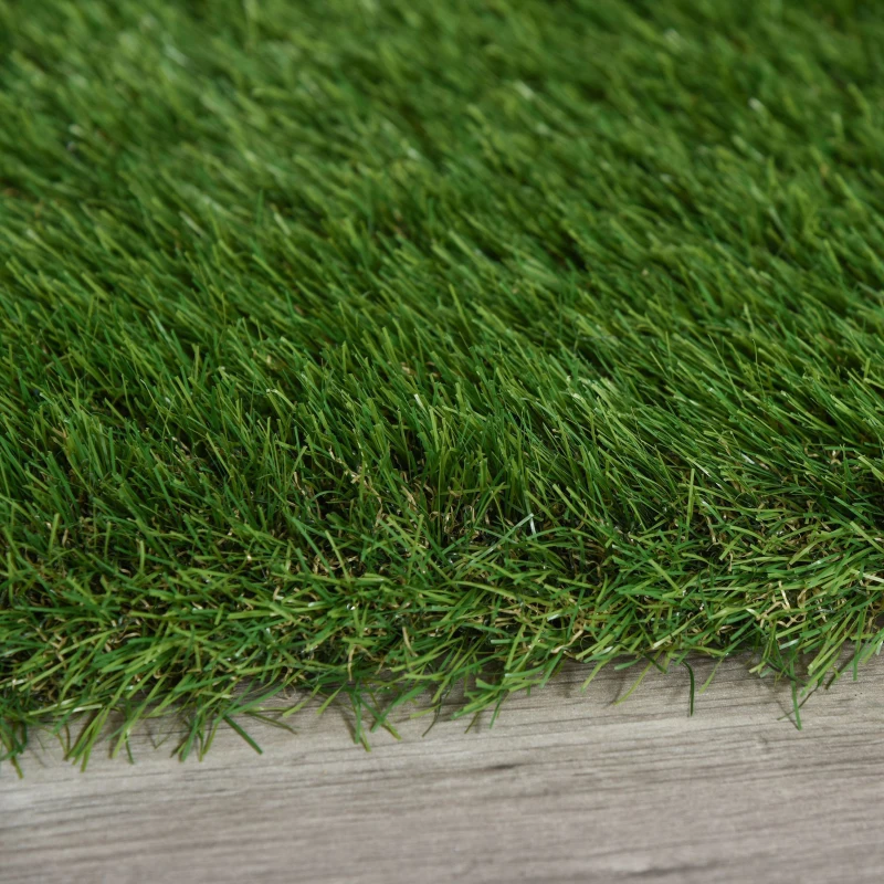 Outsunny 13' x 3.3' Synthetic Artificial Grass Turf Realistic Fake Thick Grass with UV Protection & Drain Holes, Outdoor Easy to Clean Lawn Pet Turf with High Density, 1.6'' Height