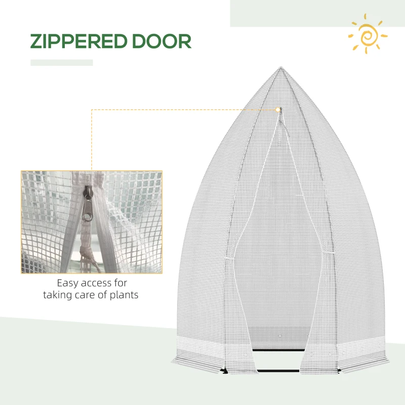 Outsunny 55" x 55" x 71" PE Greenhouse, Portable Tomato Hot House for Plants with Zippered Door for Outdoor Garden, or Patio, White