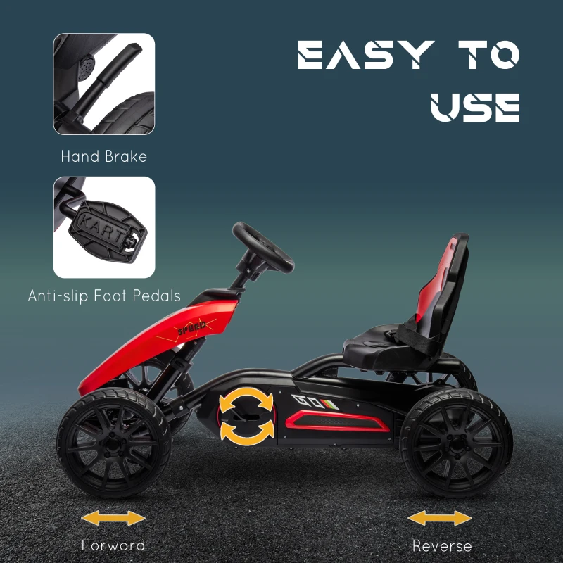 Aosom Kids Pedal Go Kart w/ Swing Axle, Shock-Absorbing Wheels, Red