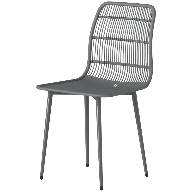 Outsunny Outdoor Dining Chairs Set of 4, Patio Chairs with Slotted Backrest, Grey