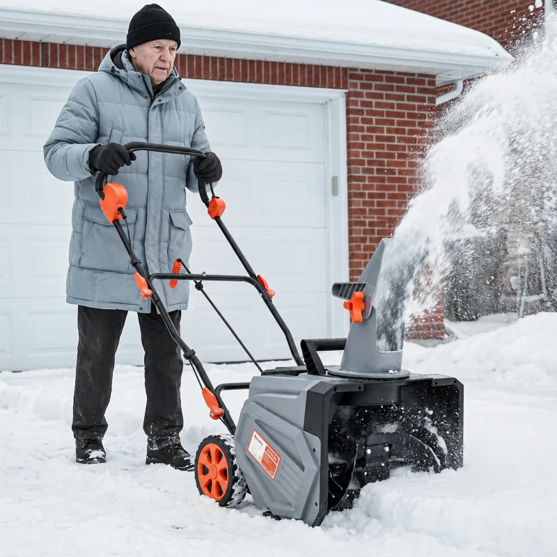 Outsunny 40V 18" Cordless Snow Blower with PU Auger, 1400W Brushless Motor, 12" Depth, Two 4.0Ah Batteries & Fast Charger