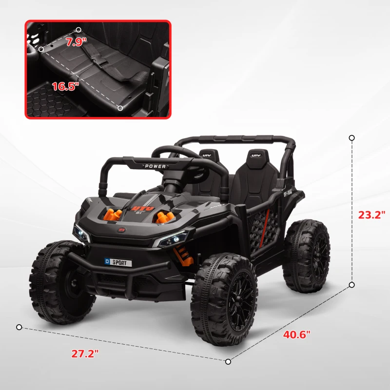 Qaba 12V Ride On Truck, Battery Powered Electric Car for Kids w/ Remote Control, 4-Wheel Suspension & LED Lights, Black