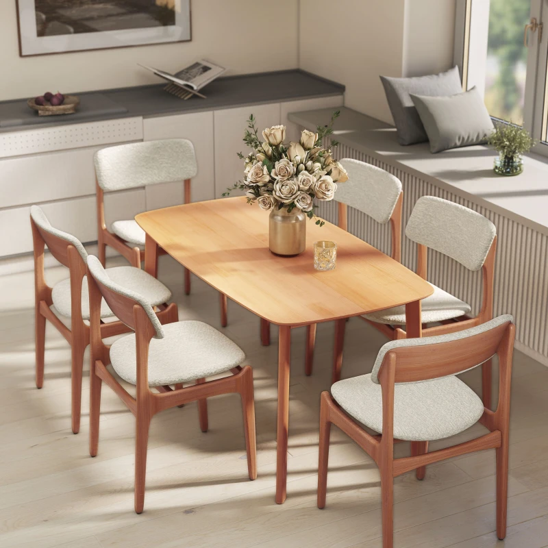 HOMCOM Pine Wood Dining Table for 6, 59" Rustic Rectangular Kitchen Table with Large Tabletop for Dining Room, Natural