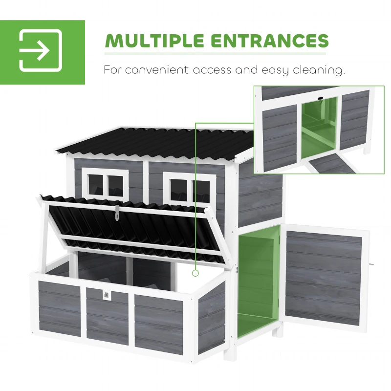 PawHut Wooden Chicken Coop with Nesting Box, Pull-Out Tray, Waterproof Roof, 39" Chicken House for 2-4 Chickens, Rabbits