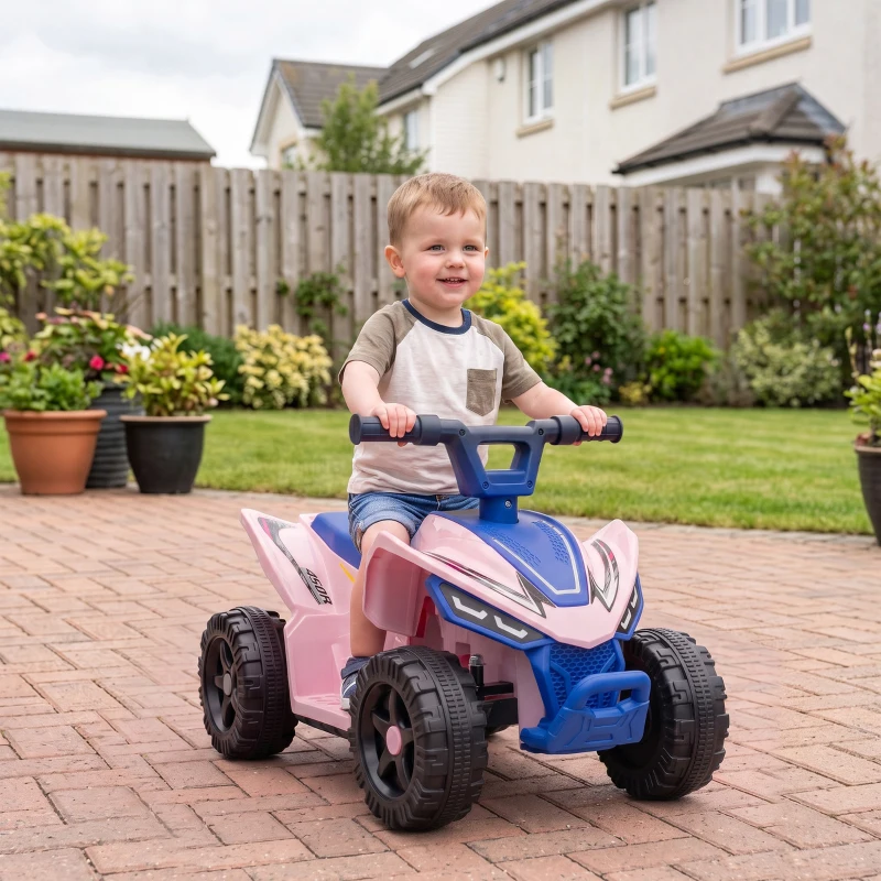 Qaba Kids ATV, 6V Battery Powered Kids Quad with 4 Wheeler, Handlebar Button Control, Max 1.2MPH, Max 55lbs Load, Blue