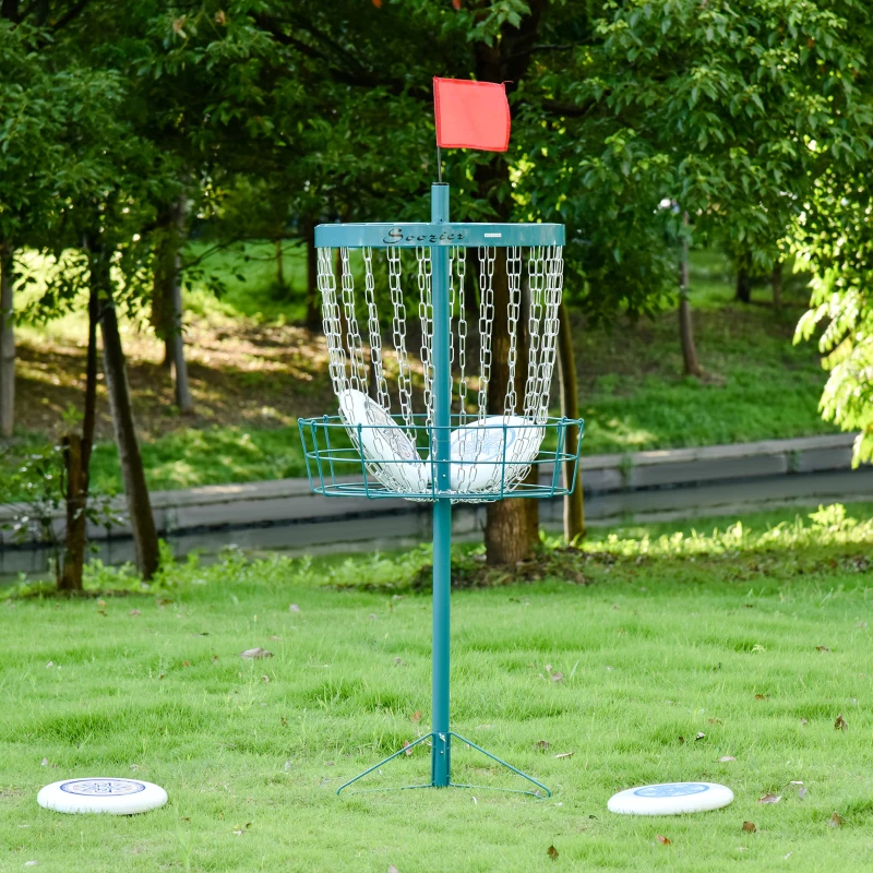 Soozier Portable Disc Golf Basket Target with 24-Chain, Travel Bag, Blue