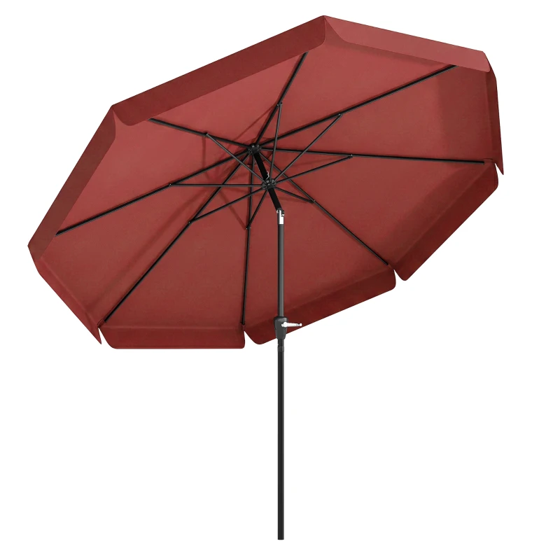 Outsunny 8.5 ft Outdoor Market Table Umbrella, Round Patio Umbrella with Tilt and Crank for Garden, Backyard, Deck, Wine Red