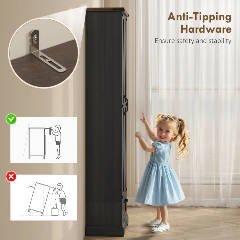 HOMCOM 71" Pantry Cabinet, Kitchen Storage Cabinet with Adjustable Shelves, Barn Doors and Drawer for Dining Room, Black