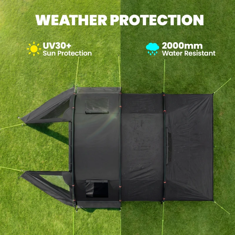 Outsunny 3-4 Person Easy Setup Cabin Tent with Two Room, Waterproof & UV30+ Camping Tent with Carrying Bag, Charcoal