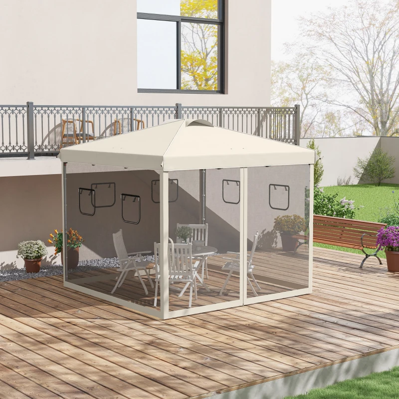 Outsunny 10' x 10' Pop Up Canopy Tent, Instant Sun Shelter with Netting, Windows and Carry Bag, Height Adjustable
