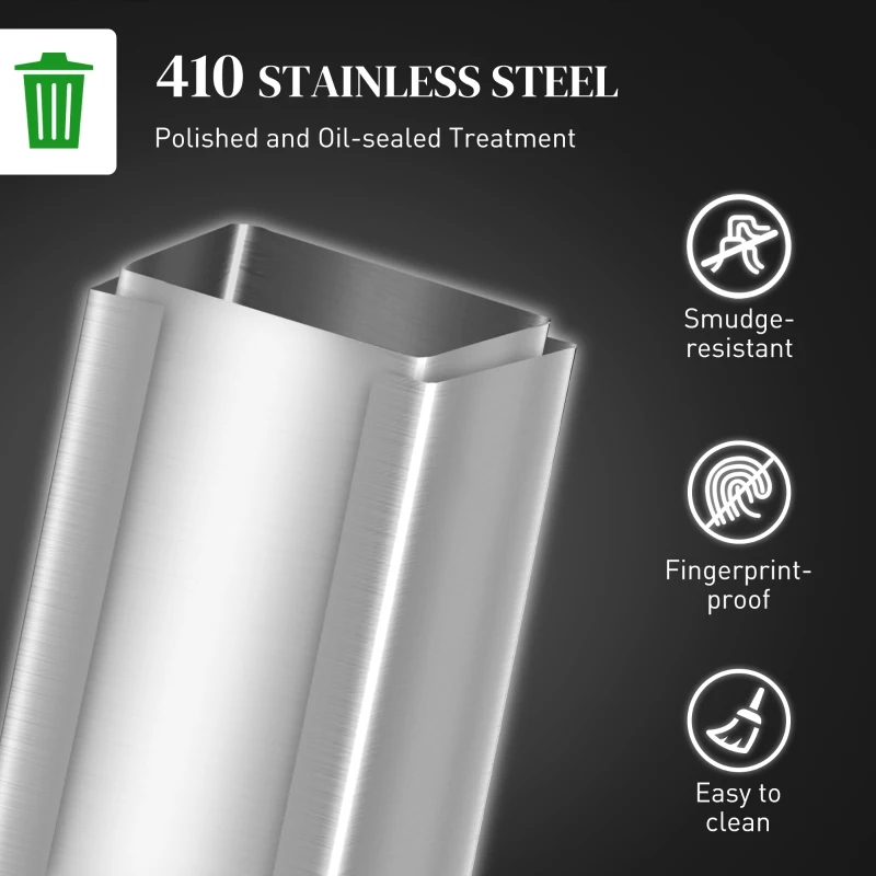 HOMCOM 5.3 gal/20 L Stainless Steel Kitchen Garbage Can with Soft-close Lid, Foot Pedal, Fingerprint-Proof, Silver