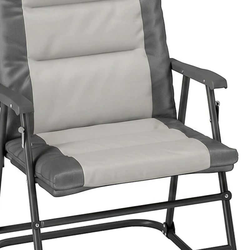 Outsunny 3-Piece Outdoor Foldable Rocking Chair Set, Light Grey