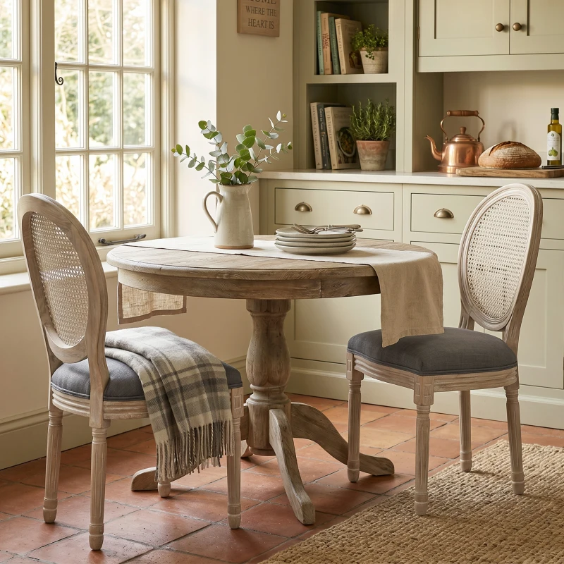 HOMCOM French-Style Upholstered Dining Chair Set, Gray