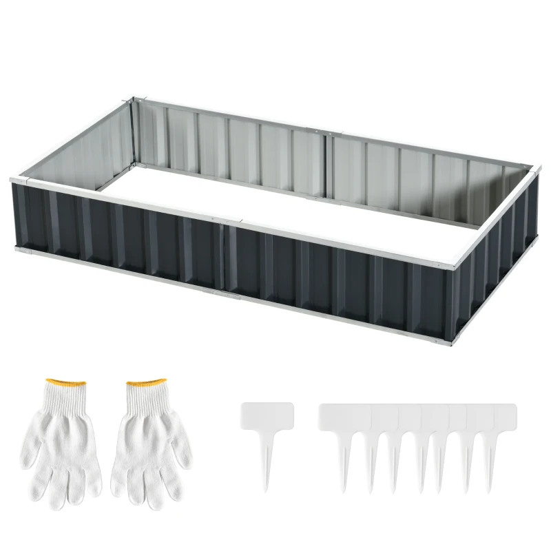 Outsunny 5.7' x 3' x 1' Raised Garden Bed, Galvanized Metal Planter Box for Vegetables Flowers Herbs, Dark Gray