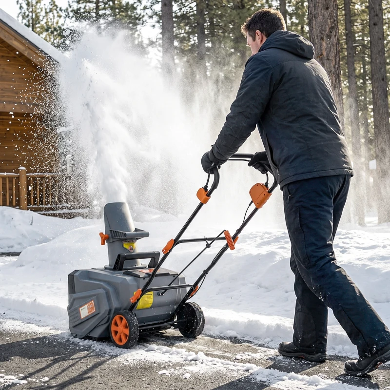 Outsunny 40V 18" Cordless Snow Blower with PU Auger, 1400W Brushless Motor, 12" Depth, Two 4.0Ah Batteries & Fast Charger