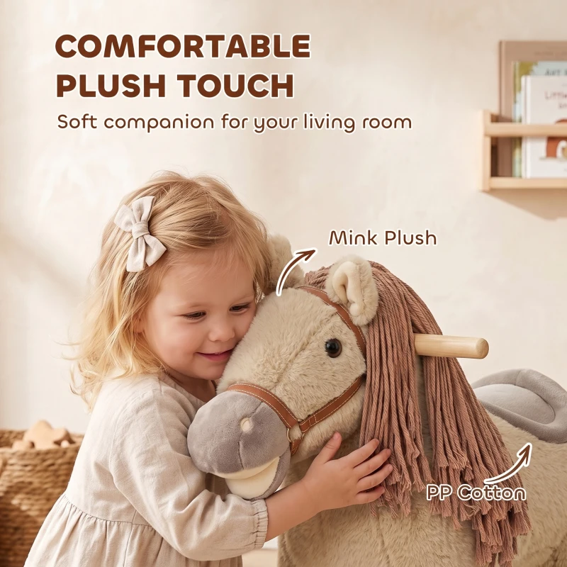 Qaba Baby Rocking Horse for Boys and Girls, Kids Rocking Horse with Realistic Sounds and Anti-Tip limiters