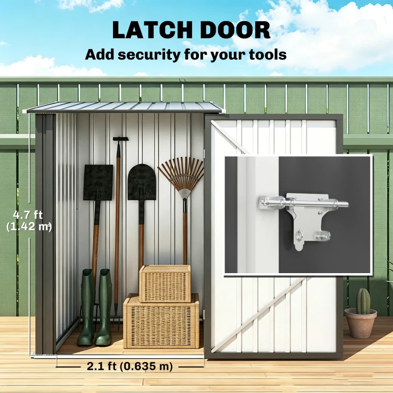 Outsunny Small Metal Garden Shed, 3.3' x 3.4', Galvanized Steel, Lockable Tool Shed for Patio, Backyard, Lawn, Dark Gray