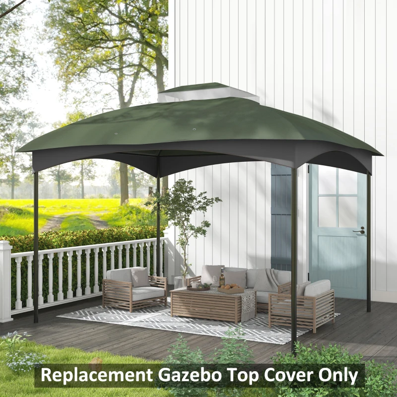Outsunny 10' x 12' 2-Tier Gazebo Cover, Patio Gazebo Canopy Replacement with Drainage Holes for 84C-210 Series, Green