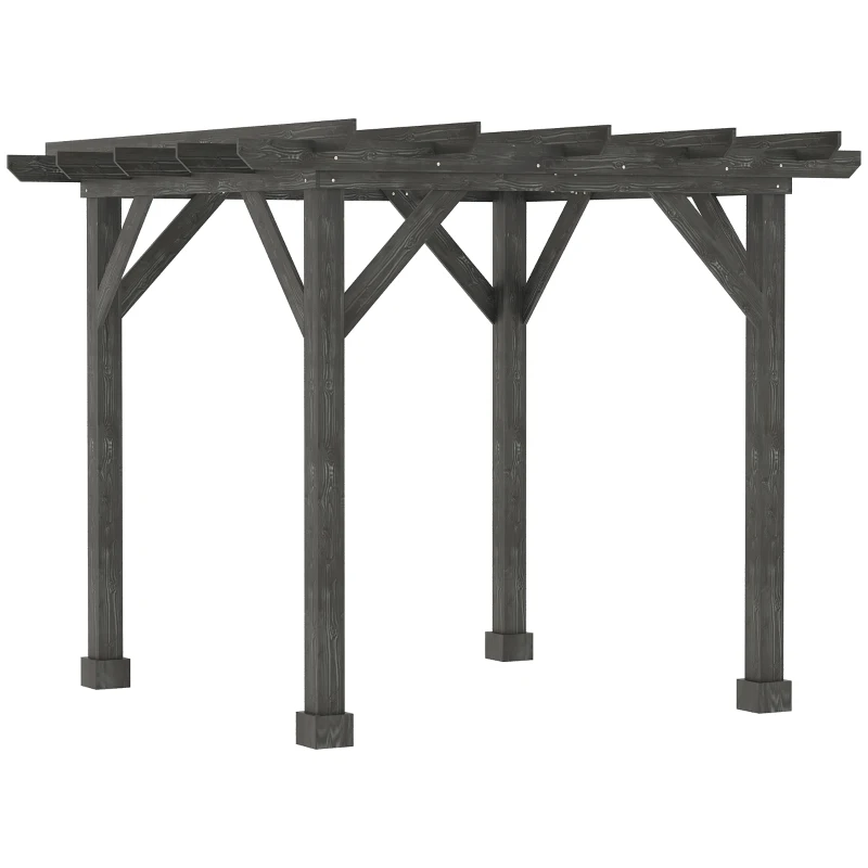 Outsunny 10' x 10' Patio Pergola, Weather-Resistant Cedar Wood, Backyard Cover for Porch Party, Grape Garden, Vineyard, Ivy Vine, or Climbing Plants, Black
