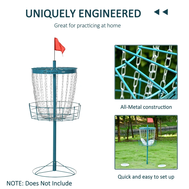 Soozier Portable Disc Golf Basket Target with 24-Chain, Travel Bag, Blue
