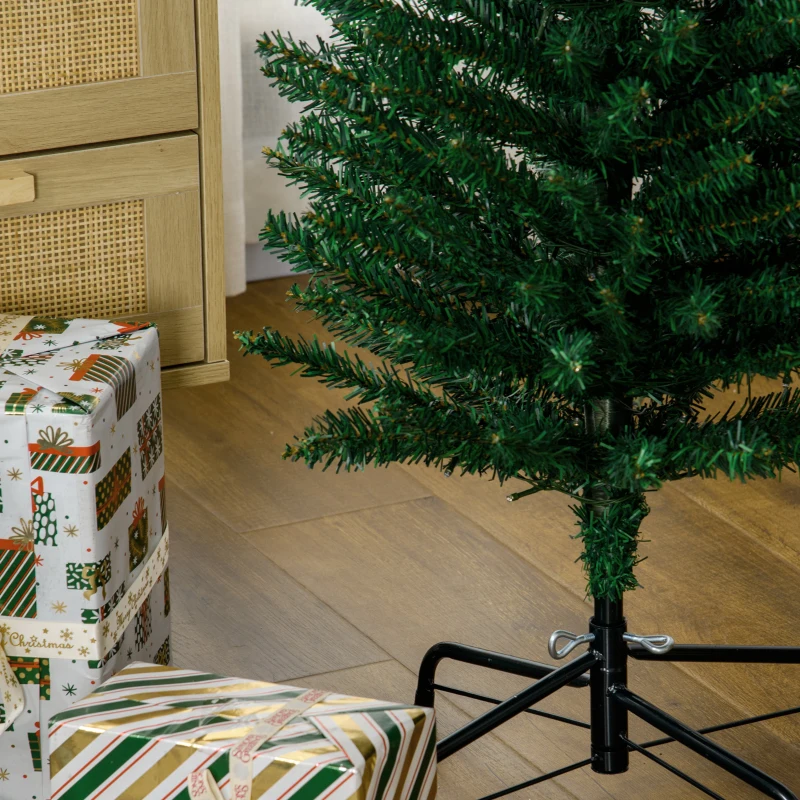 HOMCOM 6' Artificial Pencil Christmas Trees Holiday Decoration with Colourful LED Lights, Steel Base, Skinny Shape