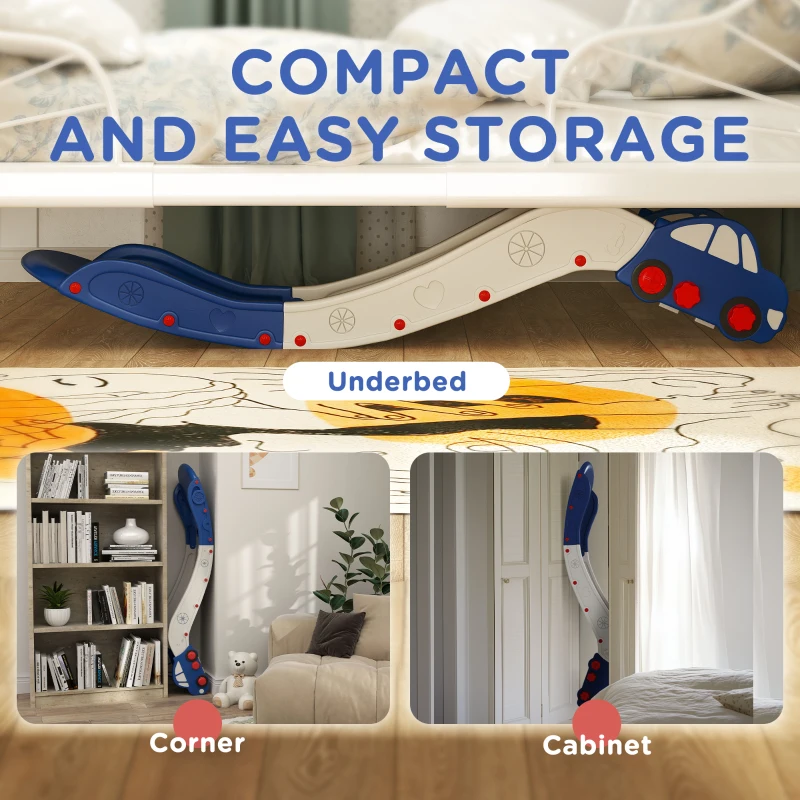 Qaba Extra Length Toddler Slide for Bed, Sofa, Easy to Assemble, Blue