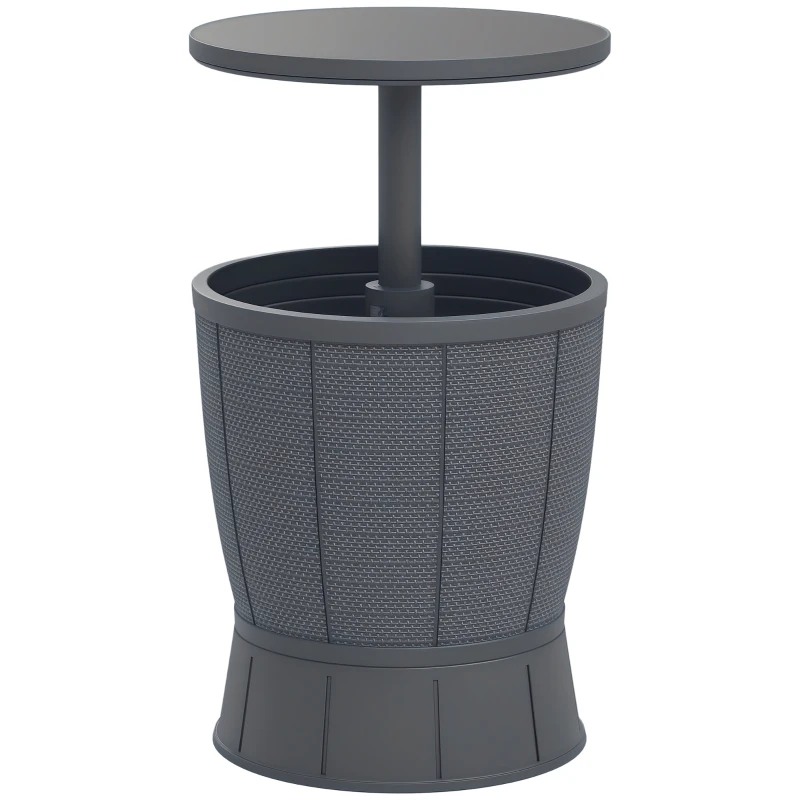 Outsunny 11 Gallon Patio Cooler Side Table, Outdoor Cooler Bar Table with Height Adjustable Top, Drainage Plug, Grey