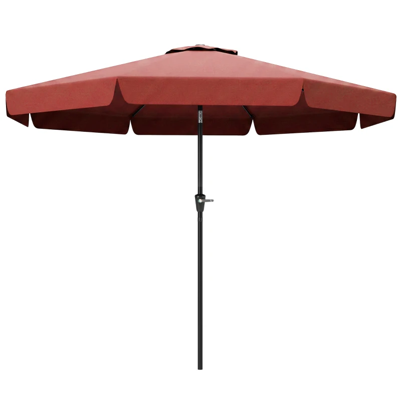 Outsunny 8.5 ft Outdoor Market Table Umbrella, Round Patio Umbrella with Tilt and Crank for Garden, Backyard, Deck, Wine Red