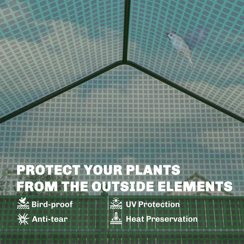 Outsunny 8' x 6' x 7' Temporary Greenhouse for Growing Flowers with Mesh Door & Windows Green