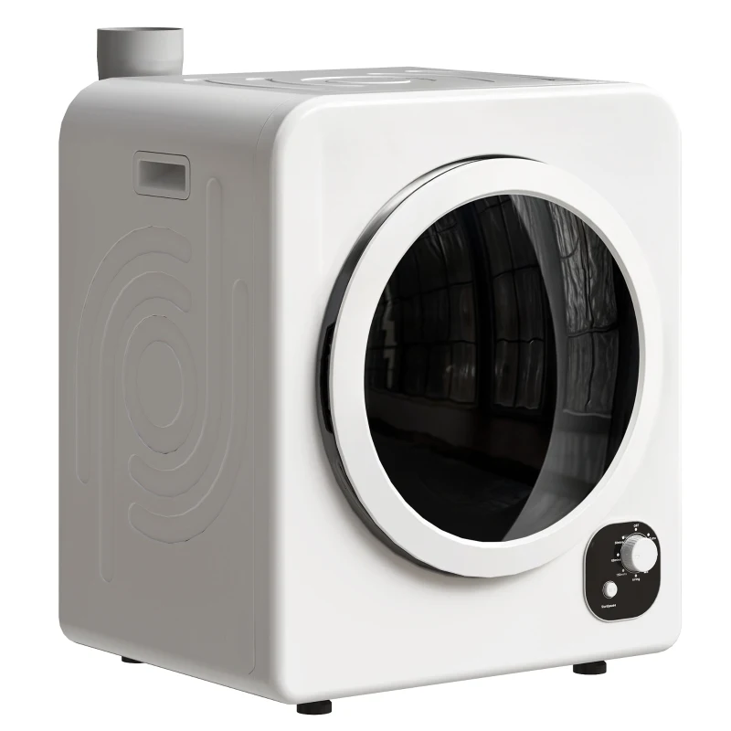 HOMCOM 120V Portable Clothes Dryer, 1300W Compact Laundry Tumble Dryer Machine 3.3  Cu. Ft. with Stainless Steel Tub, White