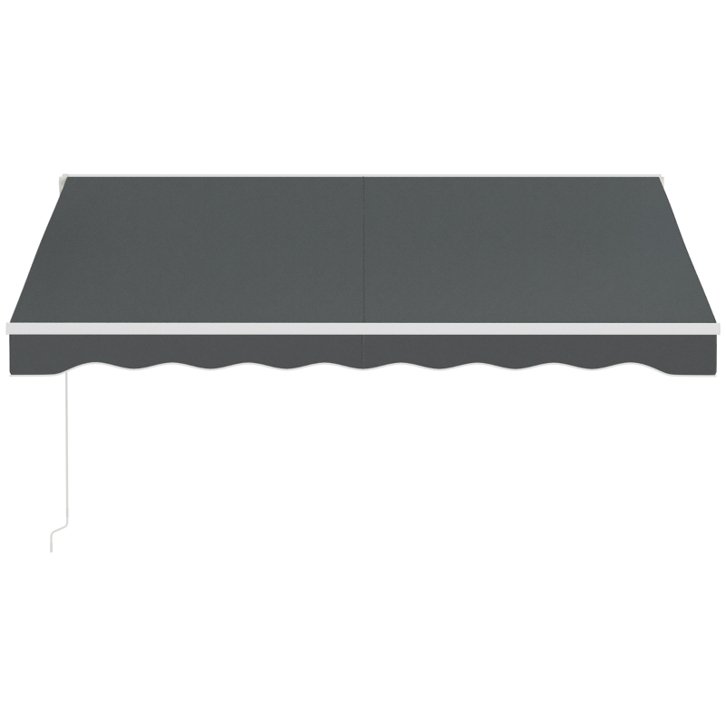 Outsunny 10' x 8' Electric Awning, Retractable Awning Sun Shade Shelter with Remote Controller, Manual Crank Handle and Aluminum Frame, for Deck, Balcony, Yard, Grey