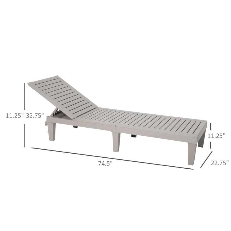 Outsunny 2-Piece Outdoor Patio Chaise Lounge Chair with 5-Level Adjustable Backrest, Zippered Cushions, & Modern Design