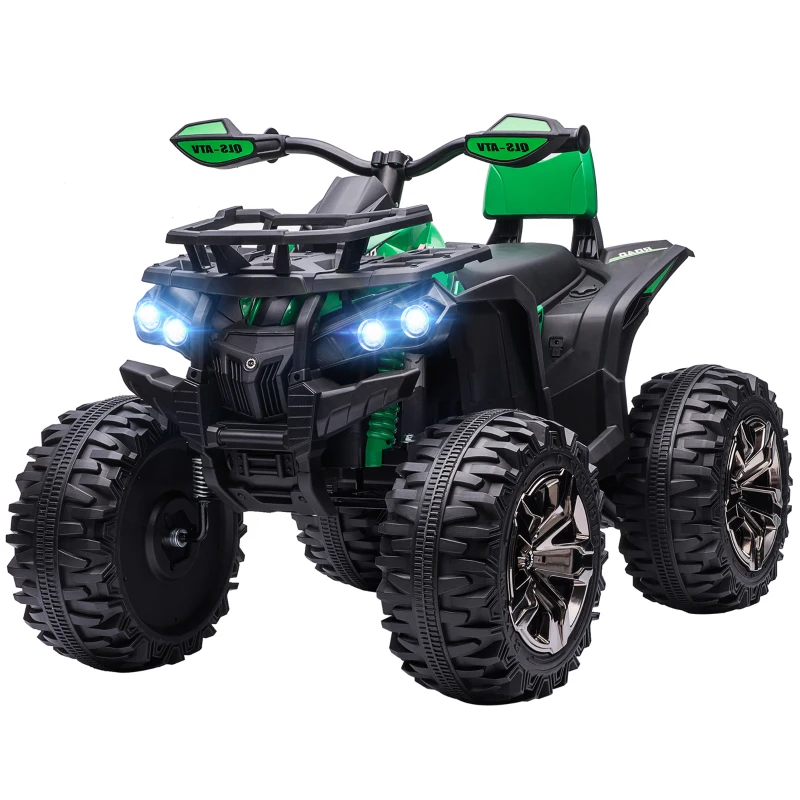 Aosom 12V 4 Wheeler Kids ATV with Music, Headlights for 37-60 Months Boys and Girls, Green