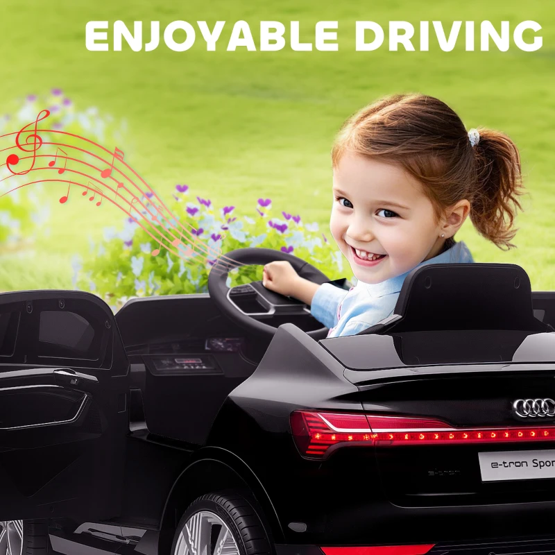 Aosom 12V Kids Electric Ride On Car, Audi E-tron, Battery Powered Toy with Parent Remote Control, Suspension System, Auxiliary Wheels, LED Lights, Music and Horn,  MP3 Player, Black