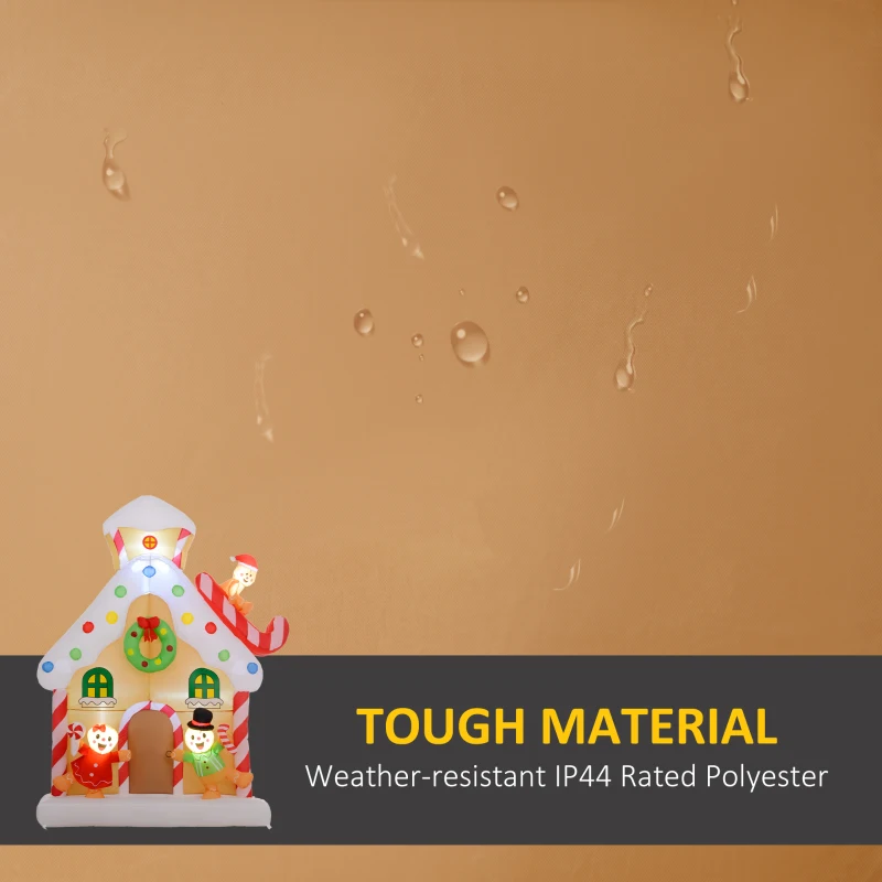 Outsunny 7FT Giant Inflatable Gingerbread House, Christmas Blow Up Decoration with Built-in LED Lights for Indoor, Outdoor, Yard