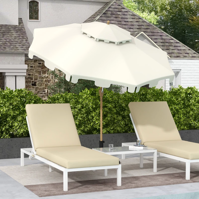 Outsunny 8.8' Patio Umbrella with Push Button Tilt and Crank, Cream White