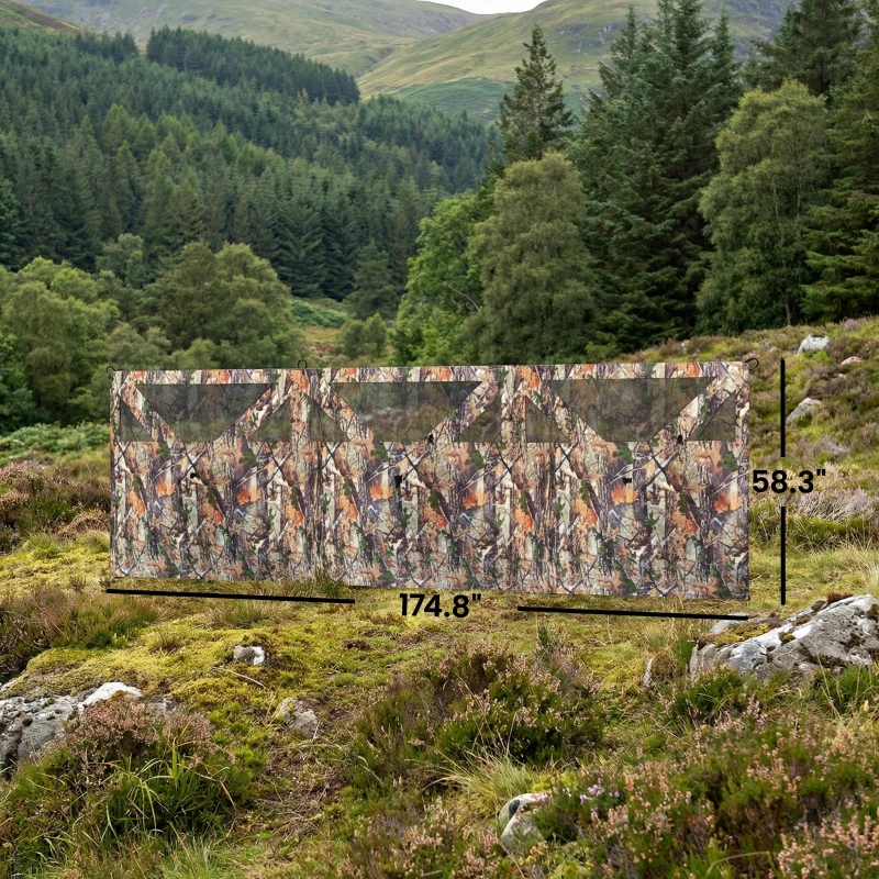 Outsunny Camping Hunting Blind, 3-Panel Blind See Through for Hunting Camping 176" x 58.3" Camouflage