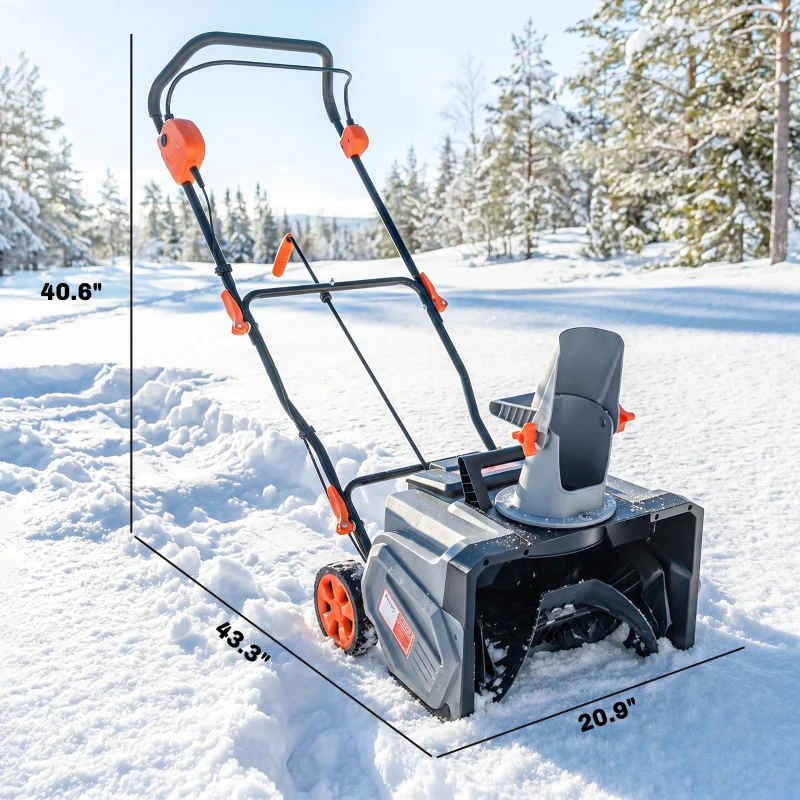Outsunny 40V 18" Cordless Snow Blower with PU Auger, 1400W Brushless Motor, 12" Depth, Two 4.0Ah Batteries & Fast Charger