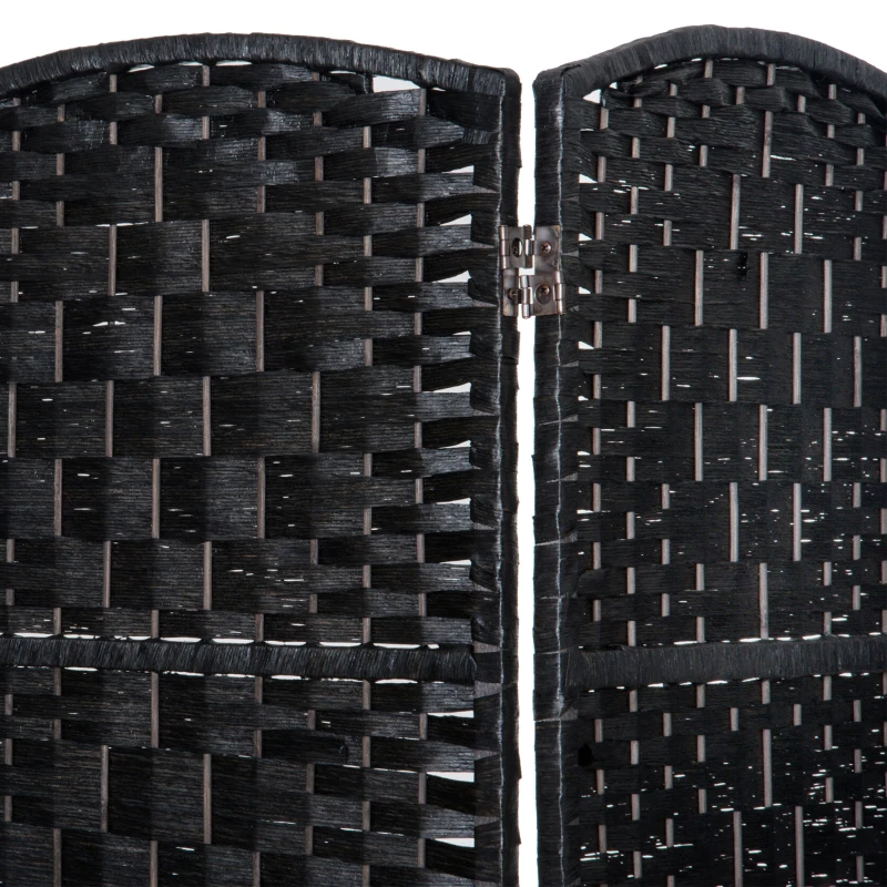HOMCOM Room Divider 6 Panel, 6FT Tall Folding Privacy Screen, Freestanding Hand-Woven Partition for Room Separation with 360° Hinges, Paper Rope Diamond Weave, Black