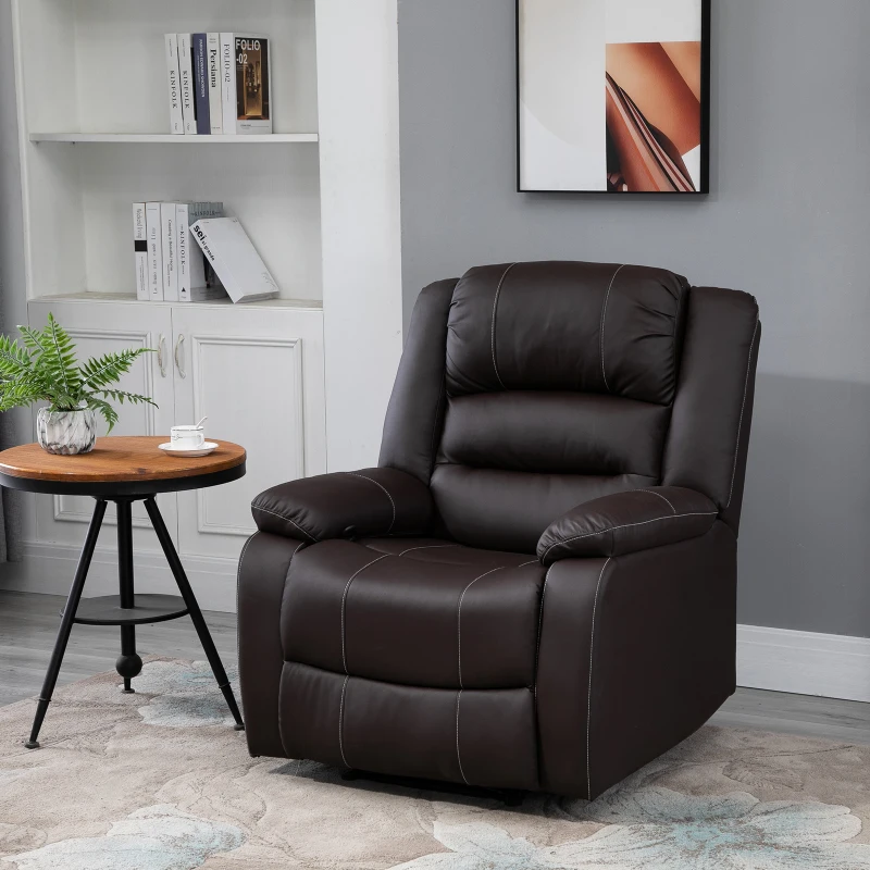 HOMCOM Vibrating Massage PU Leather Recliner Chair with Footrest, Remote Control, and 8 Massaging Points, Brown